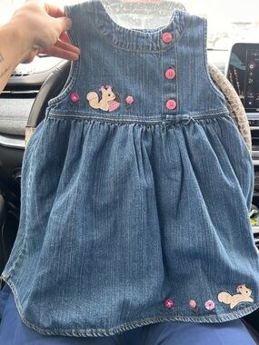 Gymboree Denim Blue Sleeveless Dress with Pink Accents